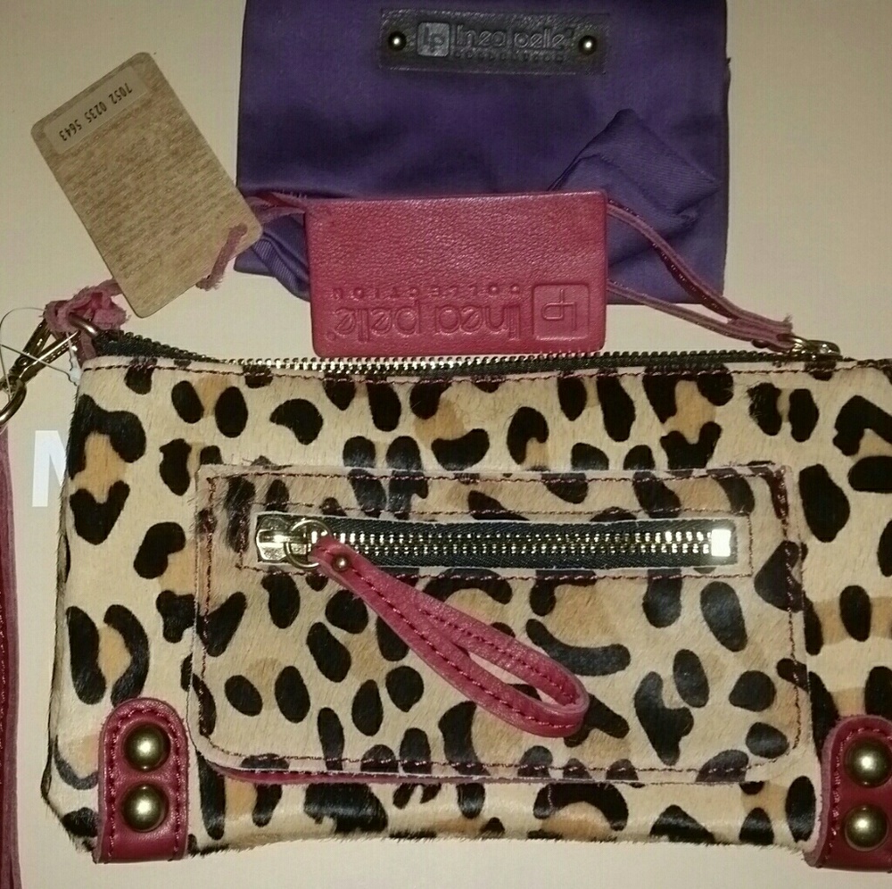 🐆LINEA PELLE ALLEGRA RED HAIRCALF CLUTCH RARE NWT